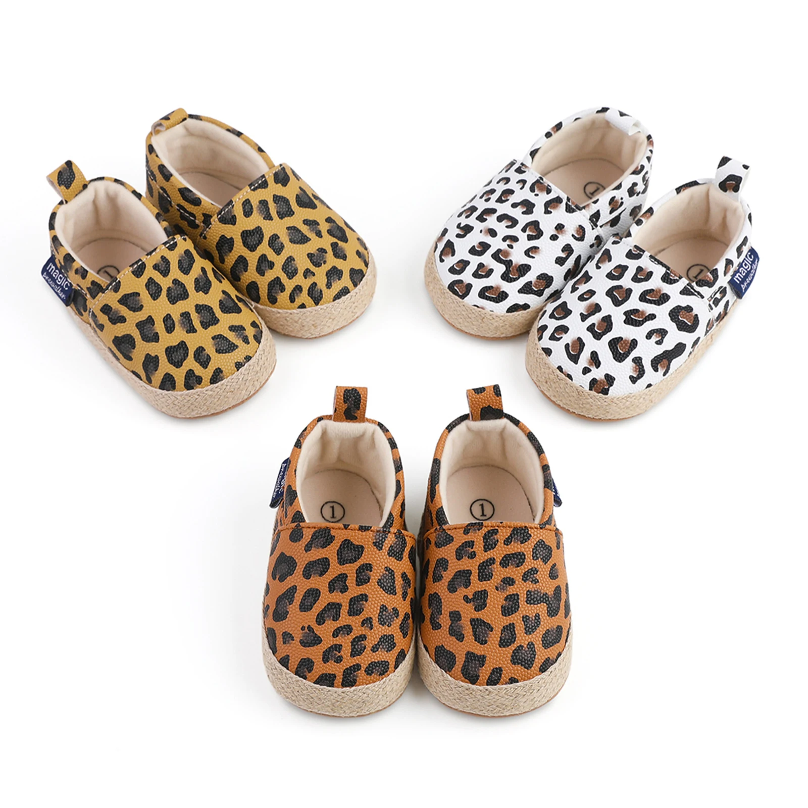 

Newborn Infant Toddler Baby Boy Shoes Leopard Print Slip on Flats Casual Walking Shoes First Walkers