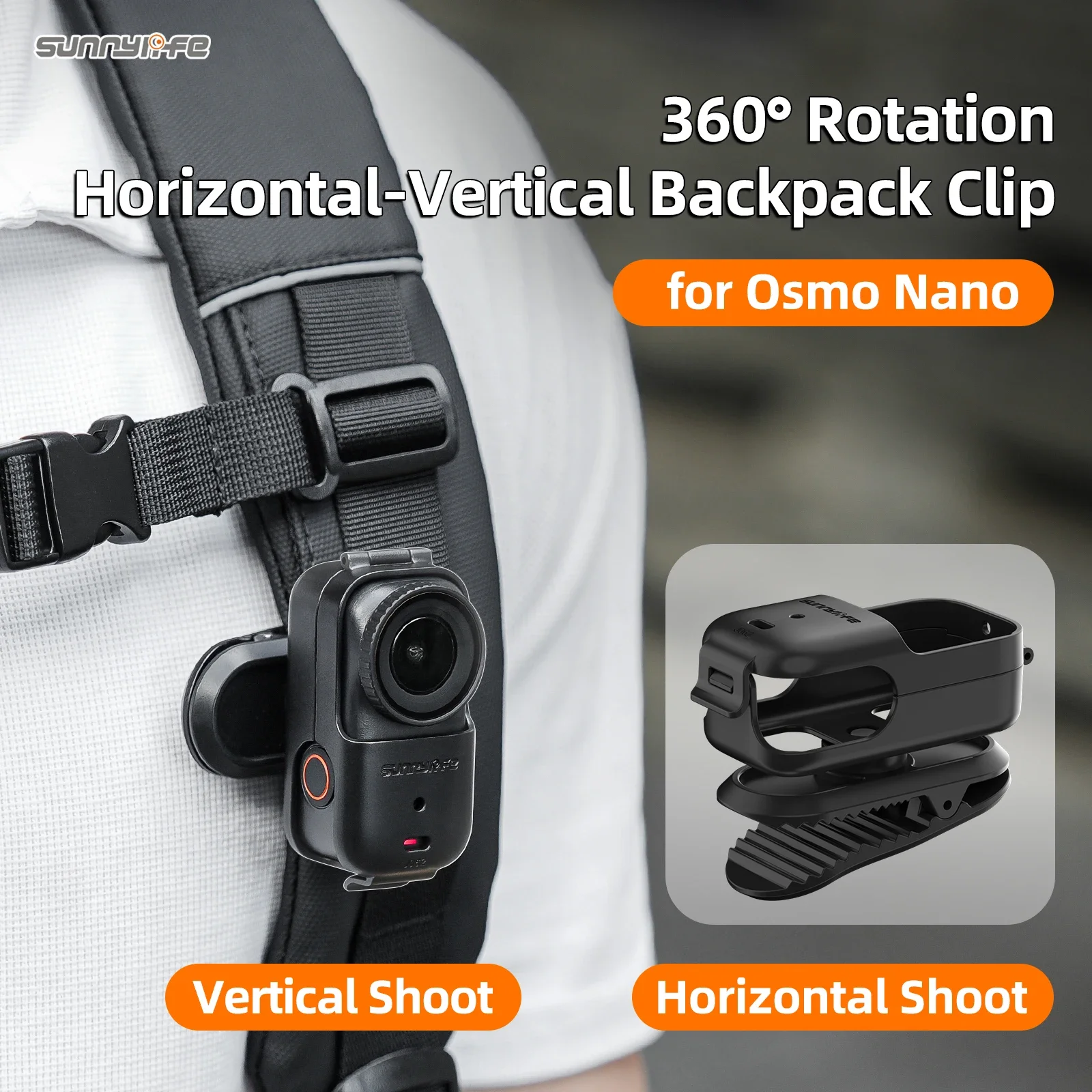 360 Rotation Clip Mount for DJI Osmo Nano Sports Camera Accessories Anti-shake Backpack Clip Holder for DJI Osmo Nano