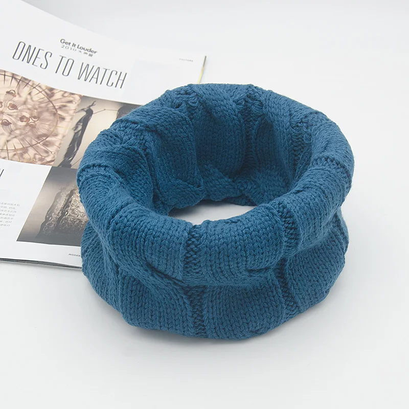 Knitted Snood Scarf for Men and Women Double Layer Thick Ring Scarf Warm Soft Solid Unisex Fashion Winter New