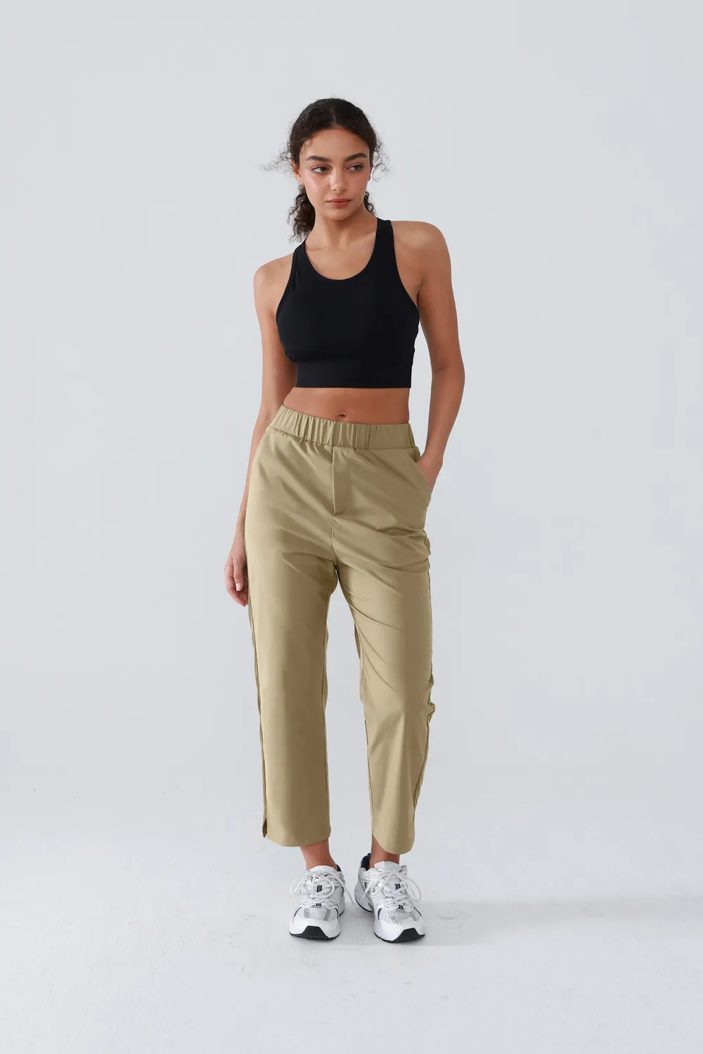 Women's Elastic High-Waist Golf Pants Lightweight Quick Dry Stretch Pants Slim Fit Work Athletic Casual Side Safe Pockets Pants