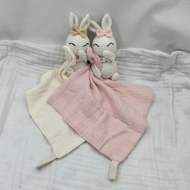 Baby Cotton Blanket Baby Bib Comfort Appease Doudou Towel Rabbit Dolls Baby Sleeping Cuddling Towel Sleeping Dolls Facecloth Bib