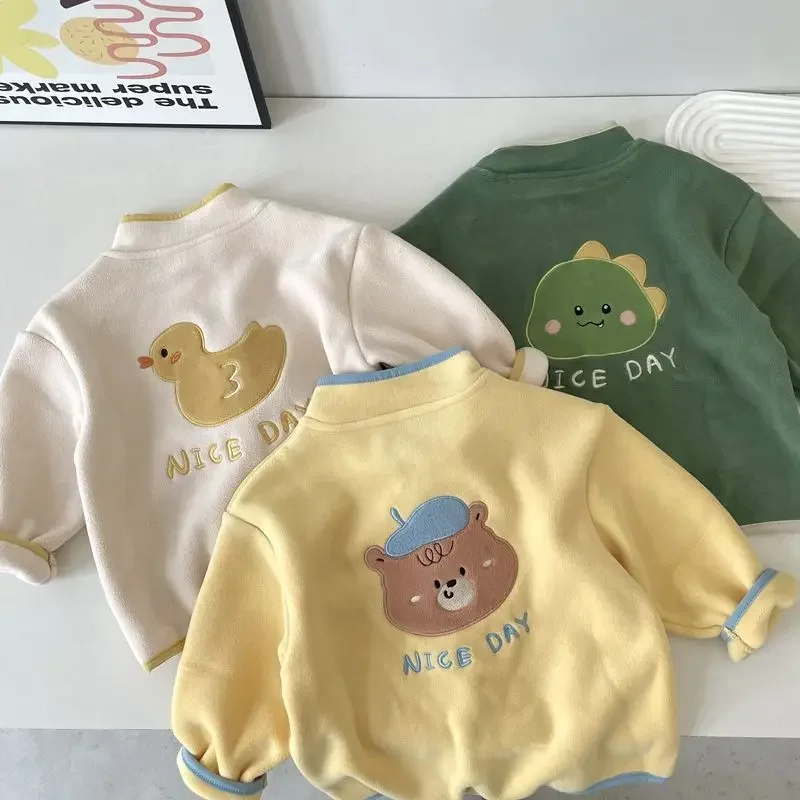 Neue Polarfleece-Strickjacke für Kinder, Jungen und Mädchen, Winterjacke für Kinder, warme Kapuzenjacke für Babys, einfarbige Mäntel, lässige Oberbekleidung für Kleinkinder. – Detail 3