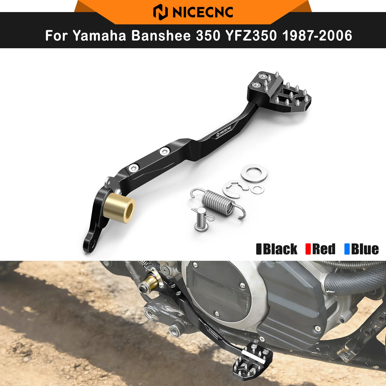 NICECNC for Yamaha Banshee 350 / YFZ350 1987–2006 Adjustable Brake Pedal Lever Aluminum Replaces 3GG-27211-10-00 ATV Accessories