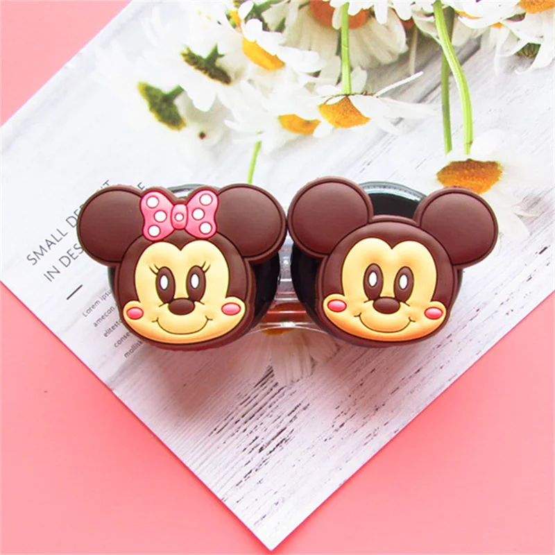 Disney Anime Mickey Mouse Contact Lens Case Kawaii Minnie Stitch Pooh Compact Portable Contact Lens Colored Contacts Case