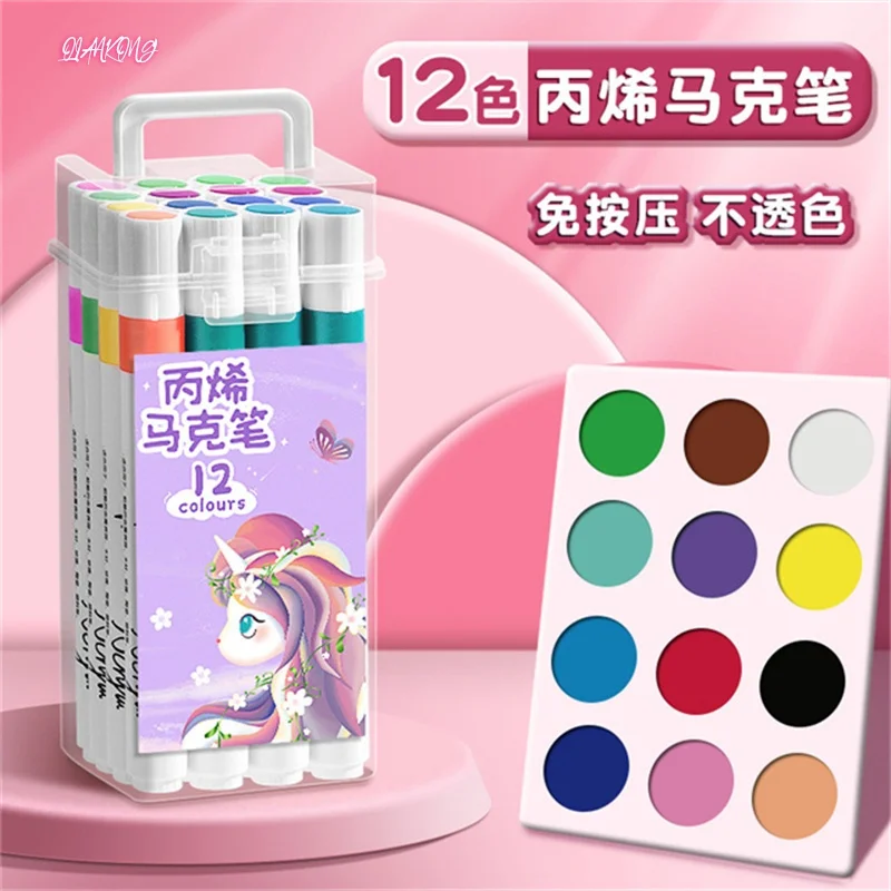 

12Pcs/Set Acrylic Graffiti Pens for Fabric, Canvas, Rock, Glass, Wood, Medium Tip, Ideal Art Supplies for Adults and Kids