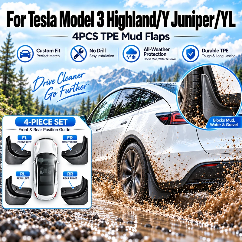 Mud Flaps For Tesla Model Y Juniper YL Model 3 Highland Splash Guards Mudguards No Drill Install OEM Precision Car Accessories