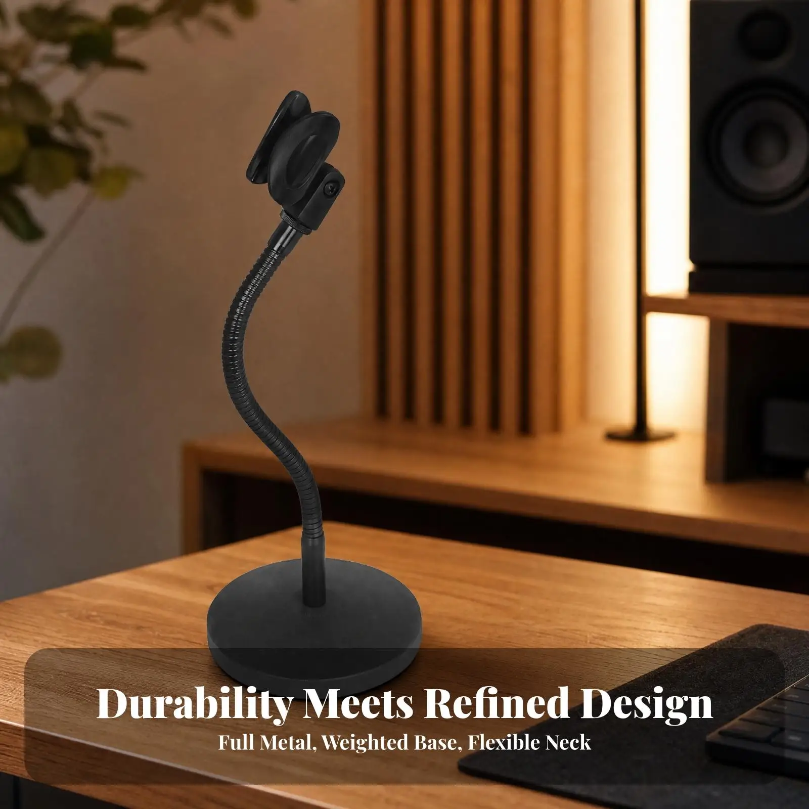 Desktop Mic Stand with Gooseneck Arm Space-Saving for Online Teachers