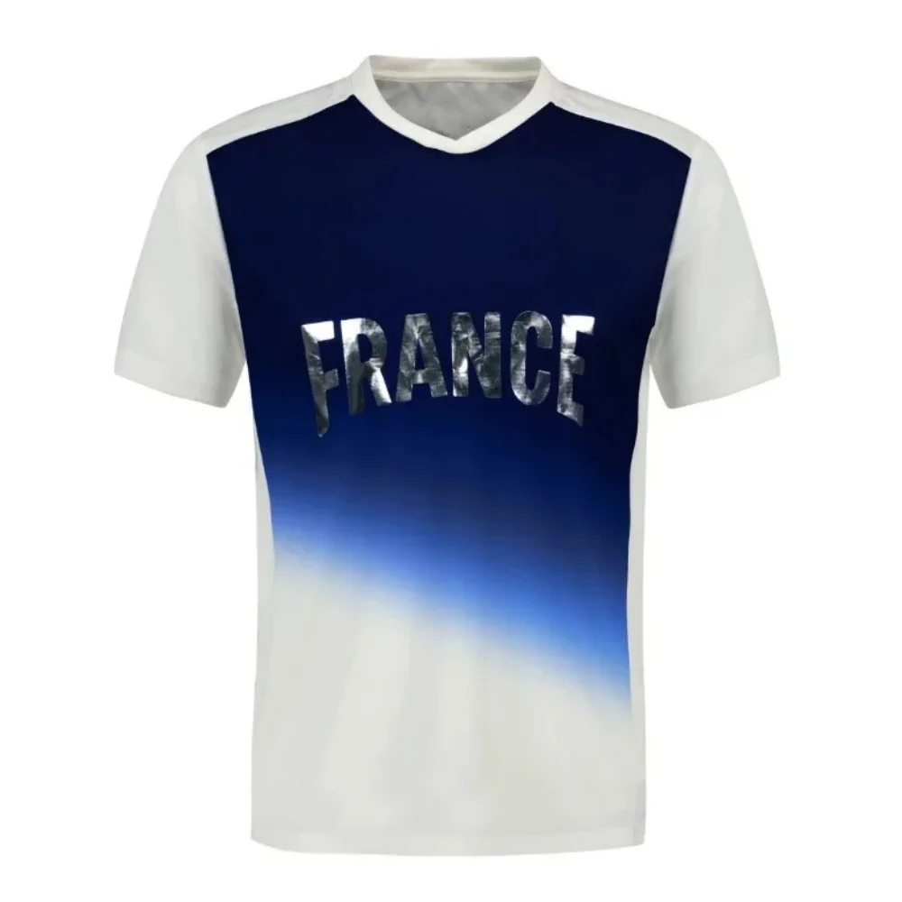 2024 Men\'s Team Wear Style Quick Drying Summer Casual French Team Sportswear Quick Drying Le Kak Multi Functional Sportswear Top