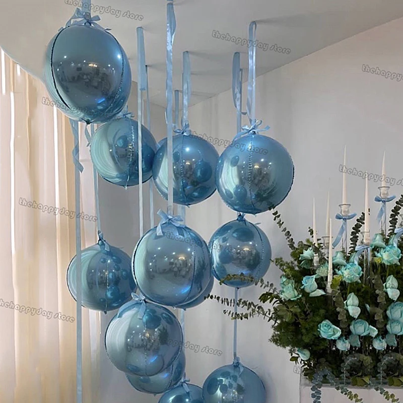 Hängende 4D Runde Folienballons 22'' 18'' 15'' 10'' Metallisch Blau 4D Folien-Helium-Rundballons für Geburtstag Abschlussfeier Babyparty – Detail 39