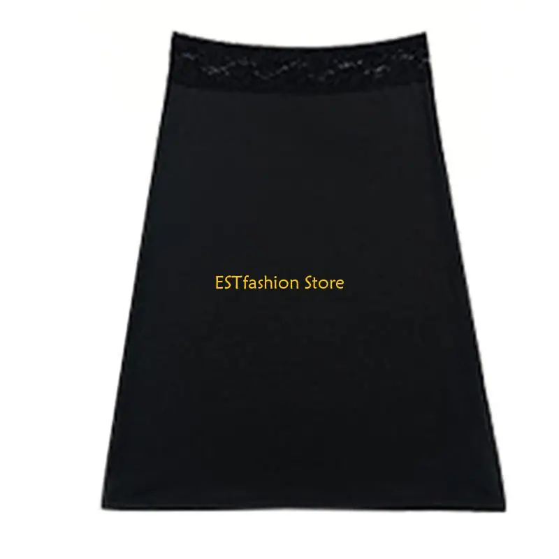 Y5GC Women Half Slip Knee Length Lace Waistband Underskirt Under Dresses Half Slip Basic Color Elastic Waist Petticoat