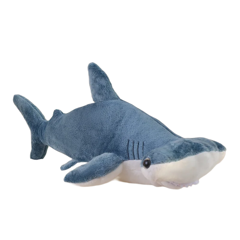 55cm Hammerhead Shark Plush Pillow Stuffed Blue Grey Scary Giant Aquatic Animal Doll Plush Toy Sleeping Companion Present