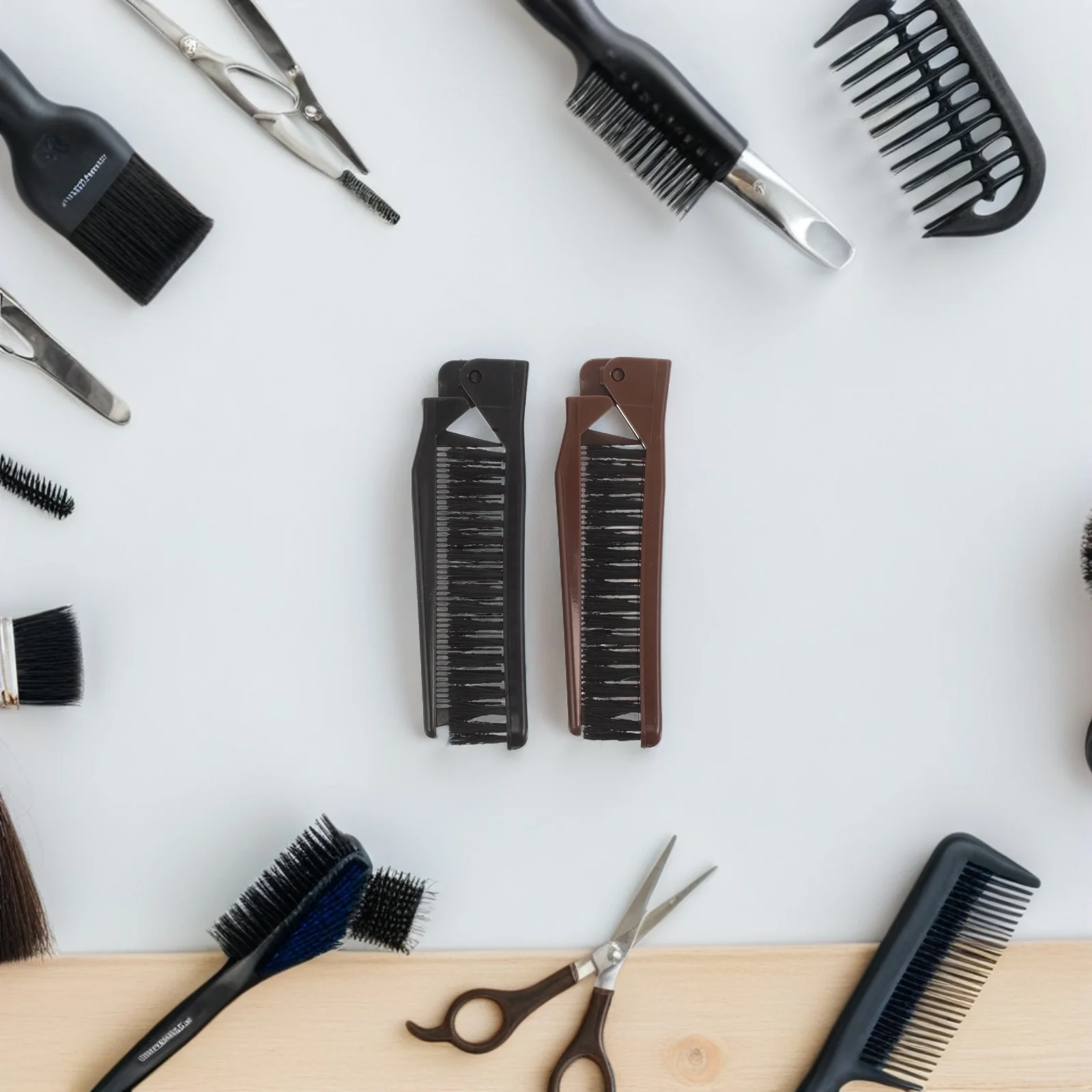 

2Pcs Foldable Double-Tooth Comb Portable Travel Folding Hair Brush Lightweight Pocket Styling Comb Detangler Travel Brush