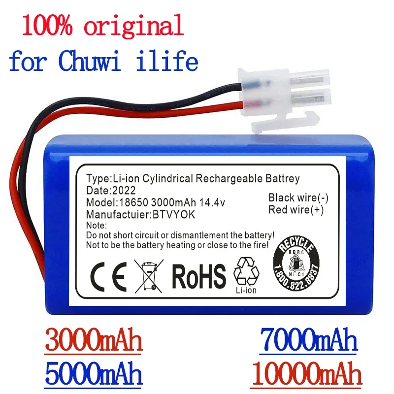 

14.4V Original Rechargeable ILIFE Battery 14.4V 7000mAh robotic vacuum cleaner accessories parts for Chuwi ilife A4 A4s A6