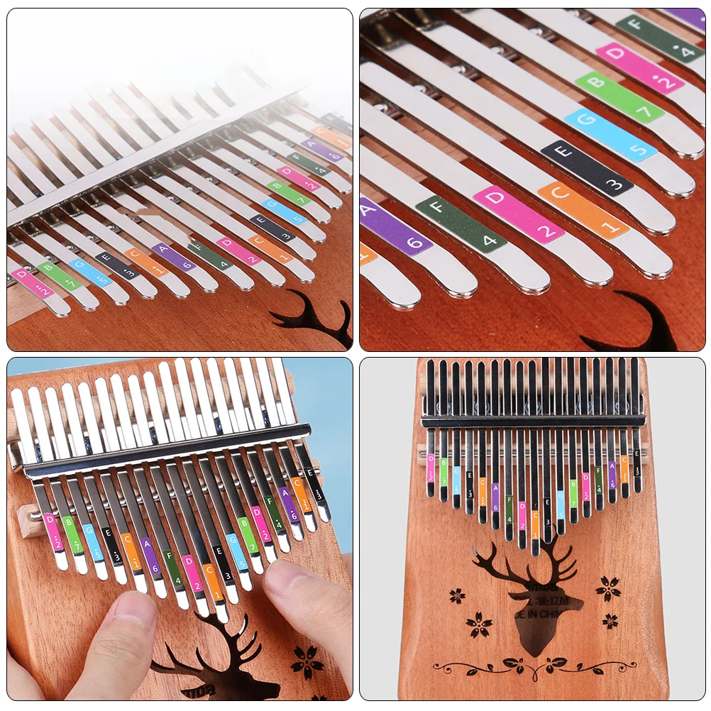 2 Sheets Nail Stickers Kalimba Phoneme Thumb Piano Keyboard Decal Learning Scale Notes Introductory