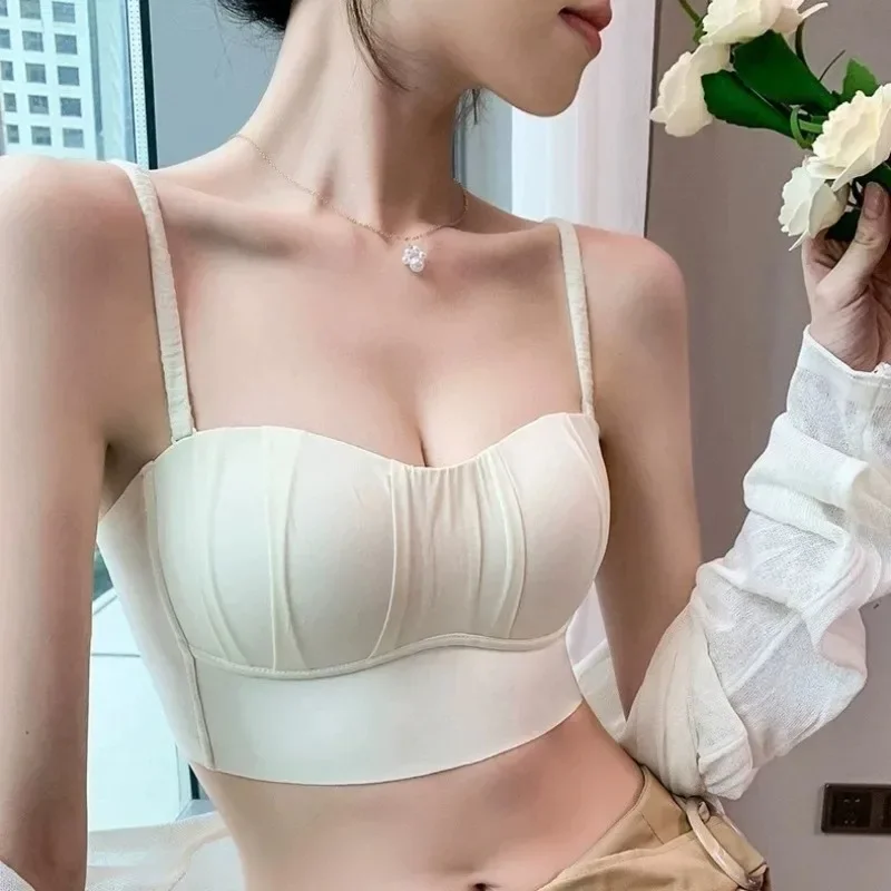 New Spandex French Pleated Bra Detachable Wireless Underwear Thin Bra Seamless Underwear for Women Sexy Bras for Women