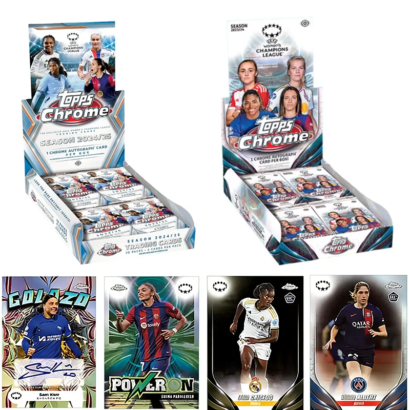 genuine-topps-chrome-uefa-women's-champions-league-official-licensed-premium-soccer-collectible-trading-cards