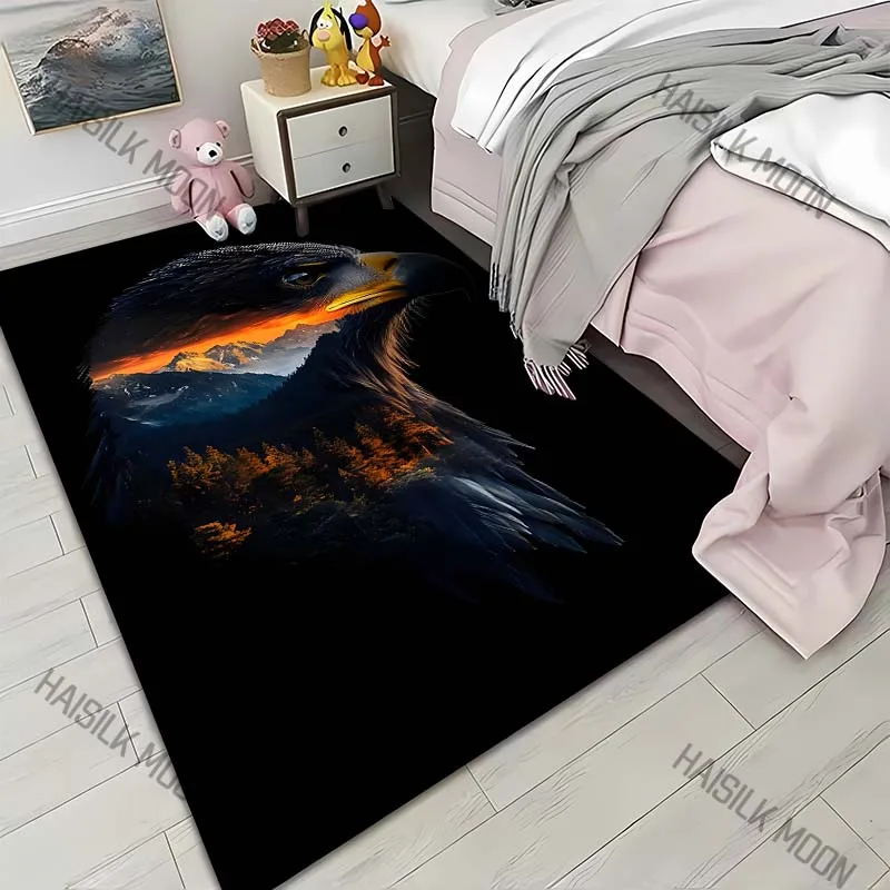 Eagle head mountains forest sunset doubl Print Carpet for Living Room Bedroom Sofa Home Decor Rus Non-slip Floor Mat Luxury Gift