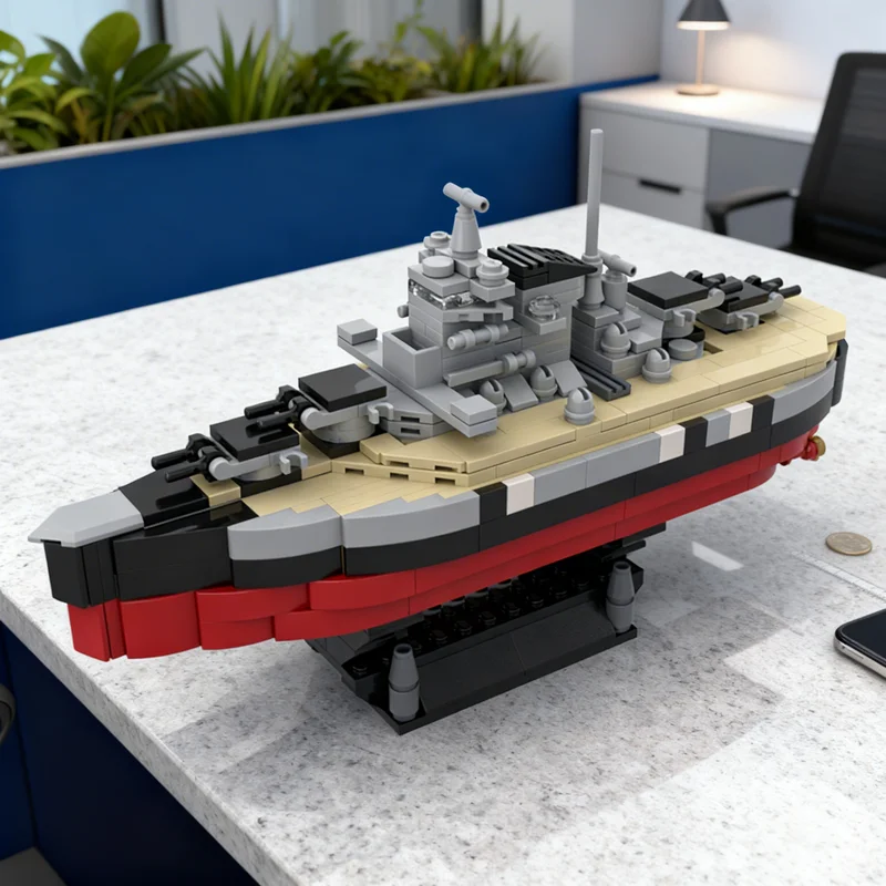 

430 деталей MOC: Конструктор-модель линкора Бисмарк, супер-трансформируемый, для сборки, рождественский подарок, креативная идея для творчества своими руками