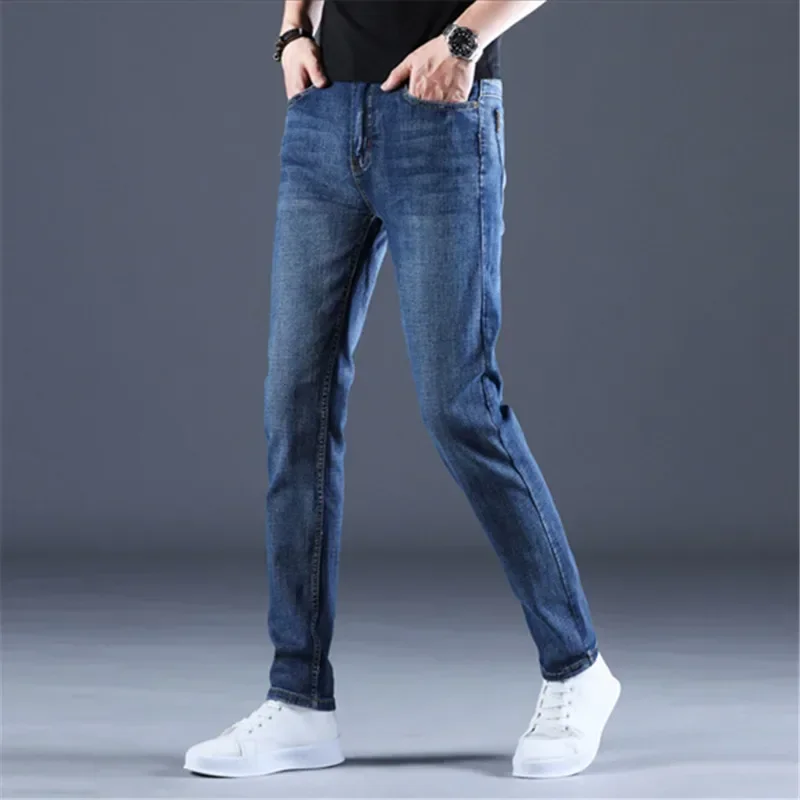 2023 klassische Männer Casual Mid-Rise Gerade Denim Jeans Lange Hosen Bequeme Hosen Lose Fit Neue Marke Menswear Mann der Jeans