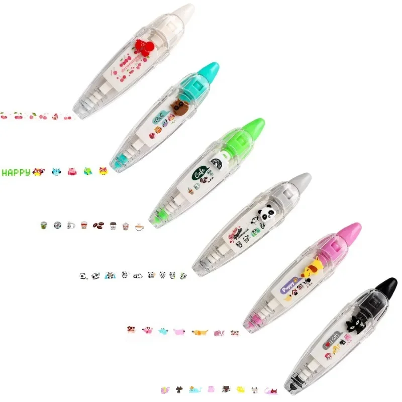 Cartoon Correction Tape Decorative Press Type Decorative Pen Tape Stickers for Scrapbooking Greeting Card Decor Students Rewards