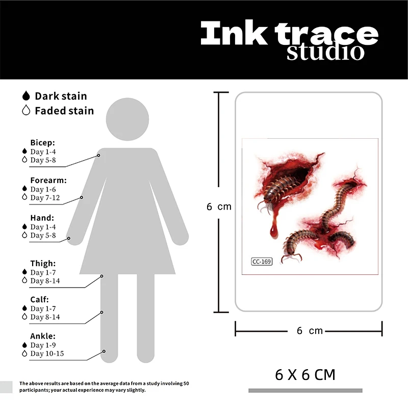 Waterproof, realistic Halloween party props, make-up, scars and temporary tattoo stickers; funny Halloween party tattoo stickers