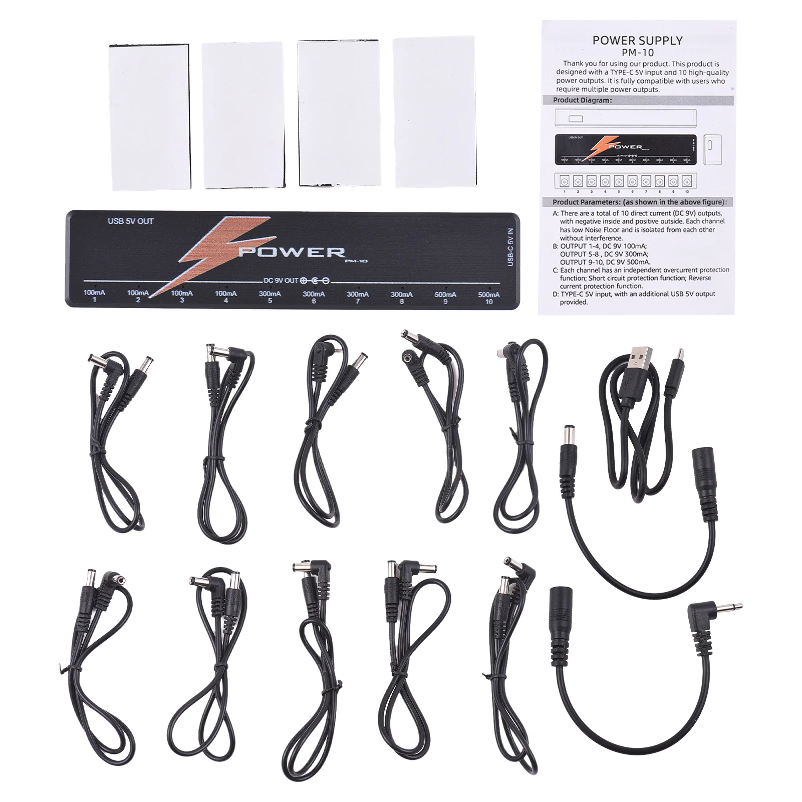 

10-Channel Guitar Pedal Power Supply with Independent Short Circuit Protection LED Power Indicator Pedal Power Supply for Guitar