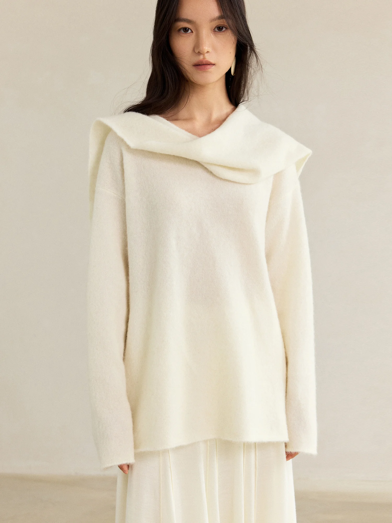 

MurmurMi 25PF Thi Alpaca Basic Wrap Loose Knitwear Women's Commute Sle Long Sve Warm Thermal Faion Autumn Winter