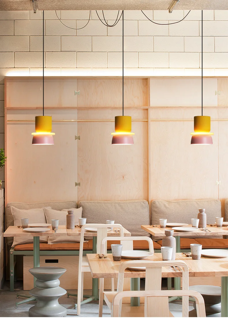 Modern Macaron Led Pendant Lamp Colorful Hanging Suspension Study Dining room Bedside Bedroom Chandelier Lighting lamp shades