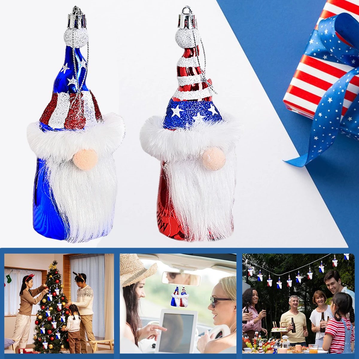 Independence Day Faceless Doll Hanging Ornaments 4th of July Plush Gnome Patriotic Gnomes Decorations for Party Decor Supplies