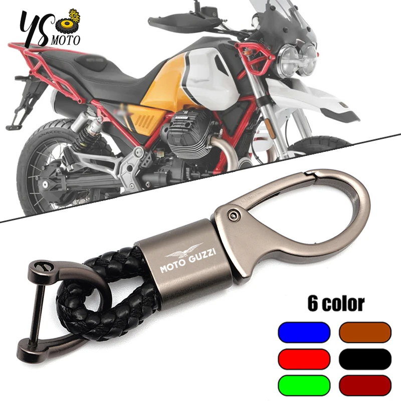 For Moto Guzzi V100 Mandello V7 Stone V8S TT Bobber Breva 850 1100 1200 Motorcycle Quality Braided Rope Keyring Metal Keychain