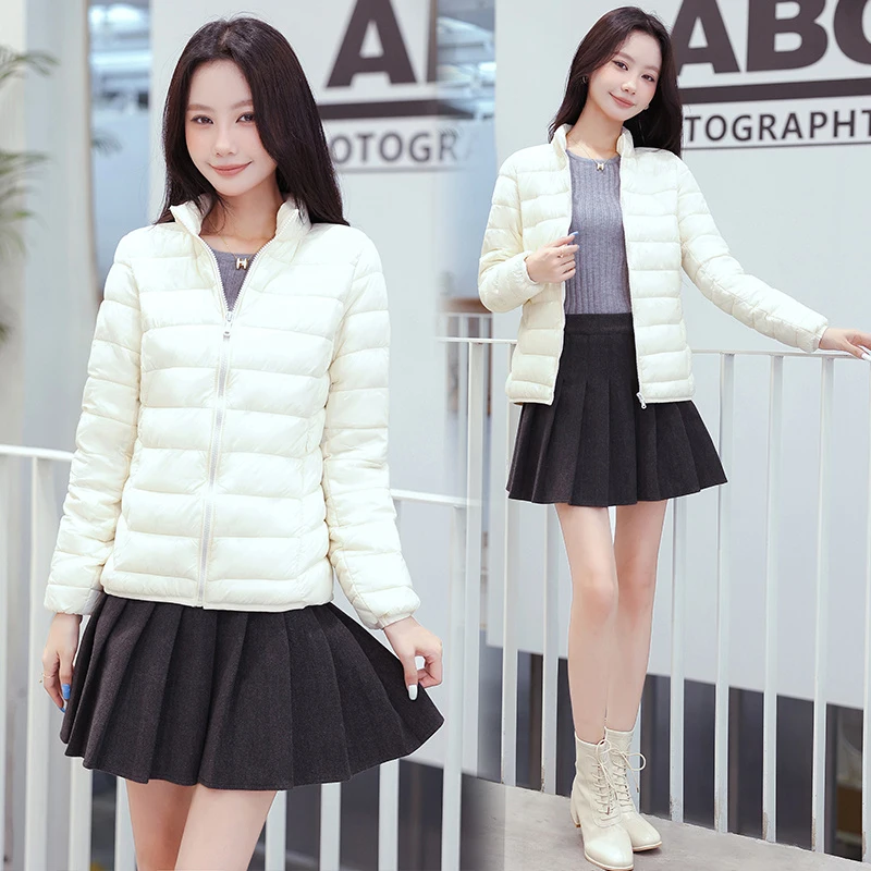 

Short Coat For Women Winter Jacket Turtleneck White Black Red Women's Warm Coat Lightweight Plus Size Overwear 2023 Korean Style