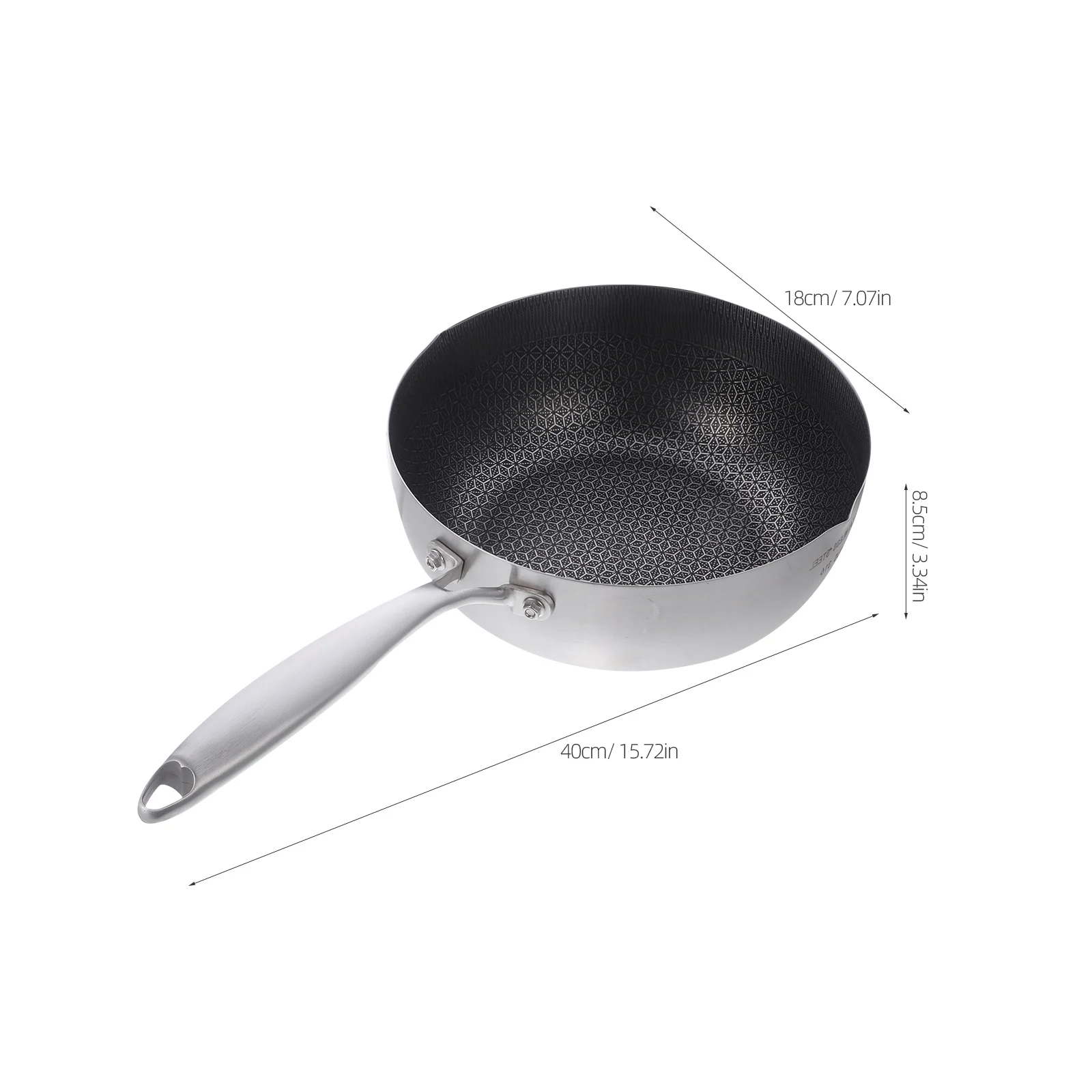 

Stainless Steel Saucepan Nonstick Honeycomb Fry Pan Single Sided Cookware Metal Pot Easy Clean Egg Frying Strew Pan