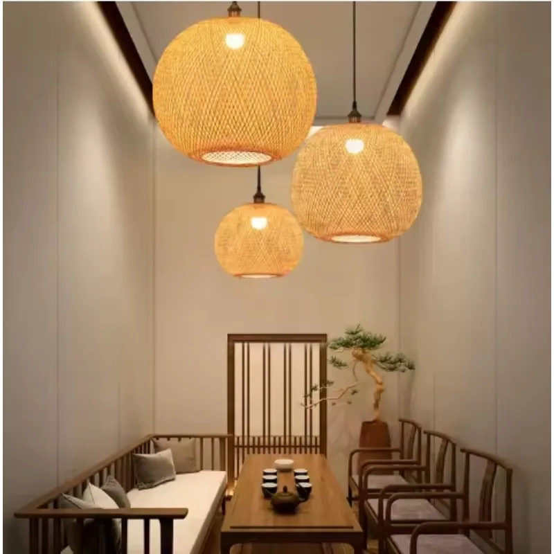 

Wooden Wicker Design Hanging Natural Bamboo Decorative Pendant Light Lampshade for Home Living Room Office Restaurants Lighting