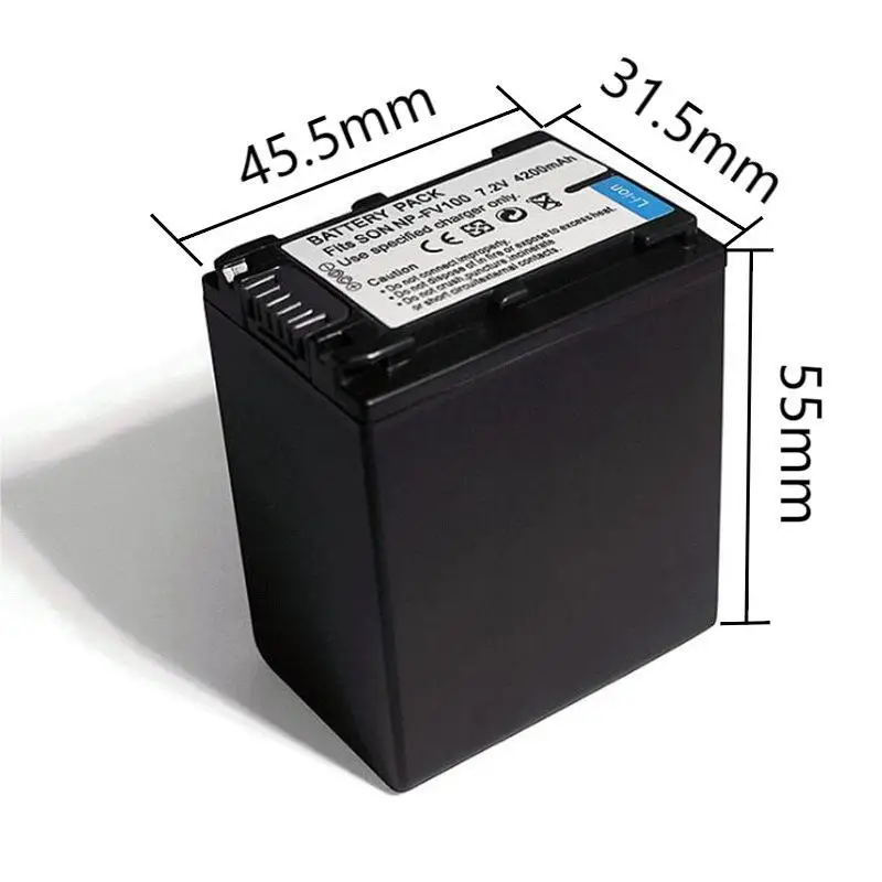 4200mah NP-FV100 NP FV100 rechargeable Battery For Sony NP FV30 FV50 FV60 FV70, PXW Z90 X70 NEX-VG30E HXR NX70 NX80 MC80 1Pcs