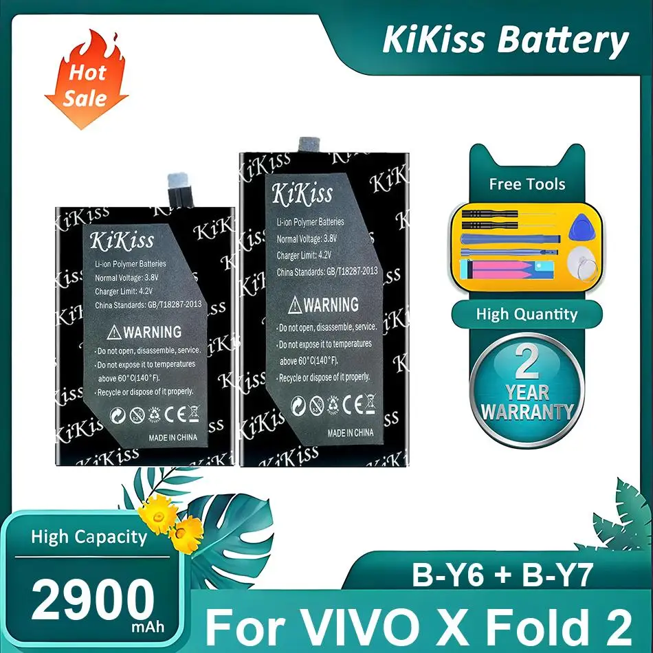 

Высокопрочная батарея для мобильного телефона VIVO X Fold 2, B-Y6 + B-Y7, 2900 мАч