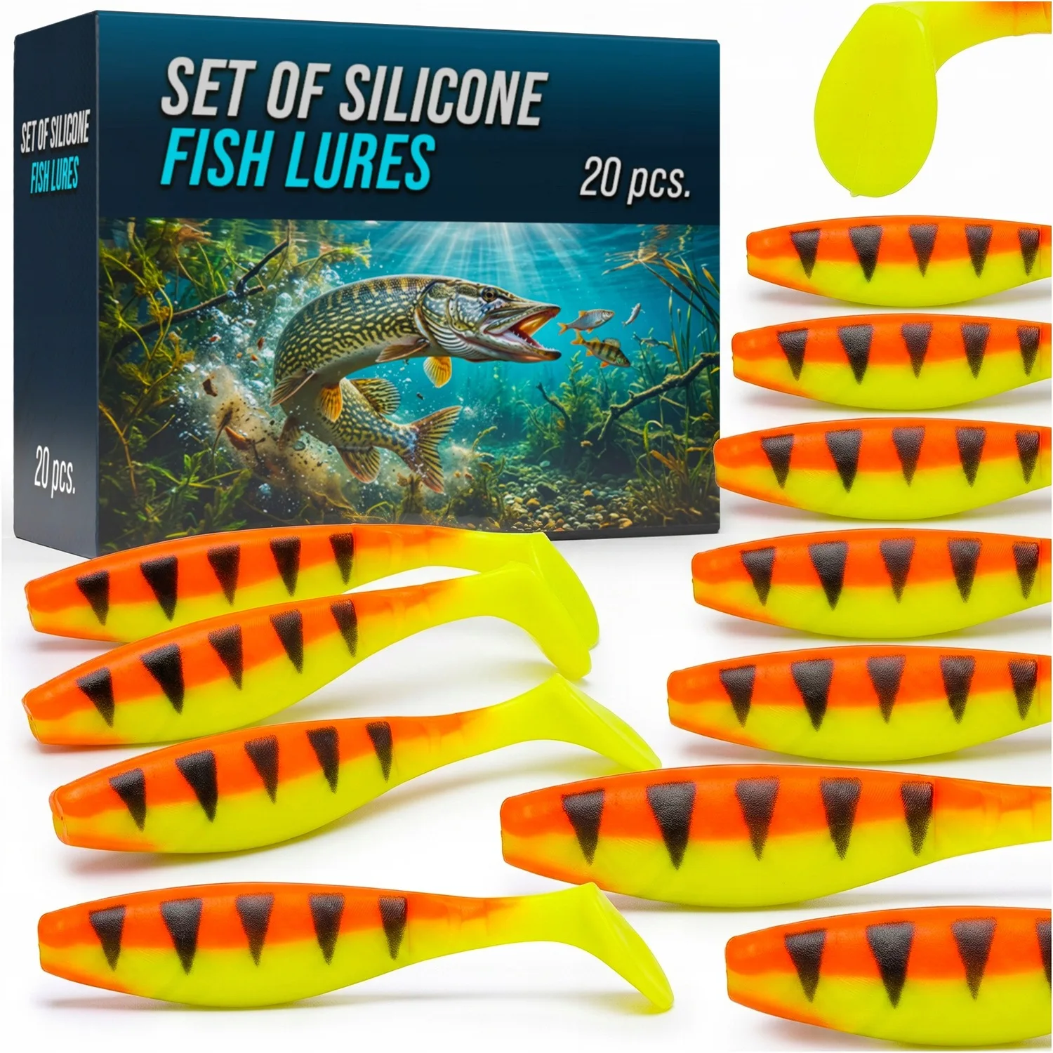 Zachte Kunststof Rippers Aas Set 20 Stuks 10 cm 8,6 g Gemengde Kleuren Spinning Vis Aas Shad Paddle Tail Swimbait voor Snoekbaars Snoek Zander Meerval Predator Baars Jig Head Rig Zoetwater Zoutwater
