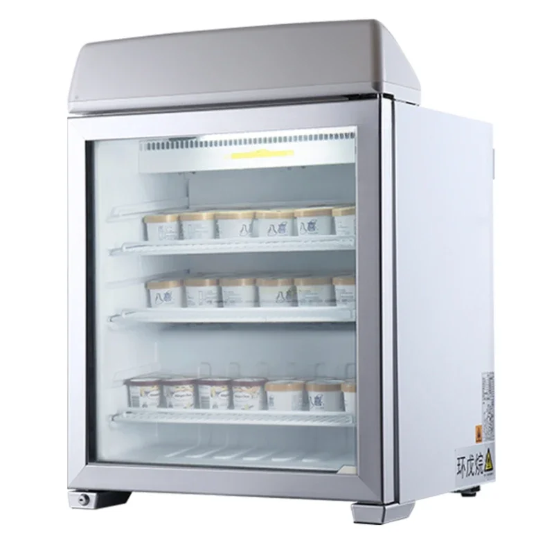 Small freezer Commercial ice cream display cabinet Beef mutton seafood freezer Air-cooled lockable door