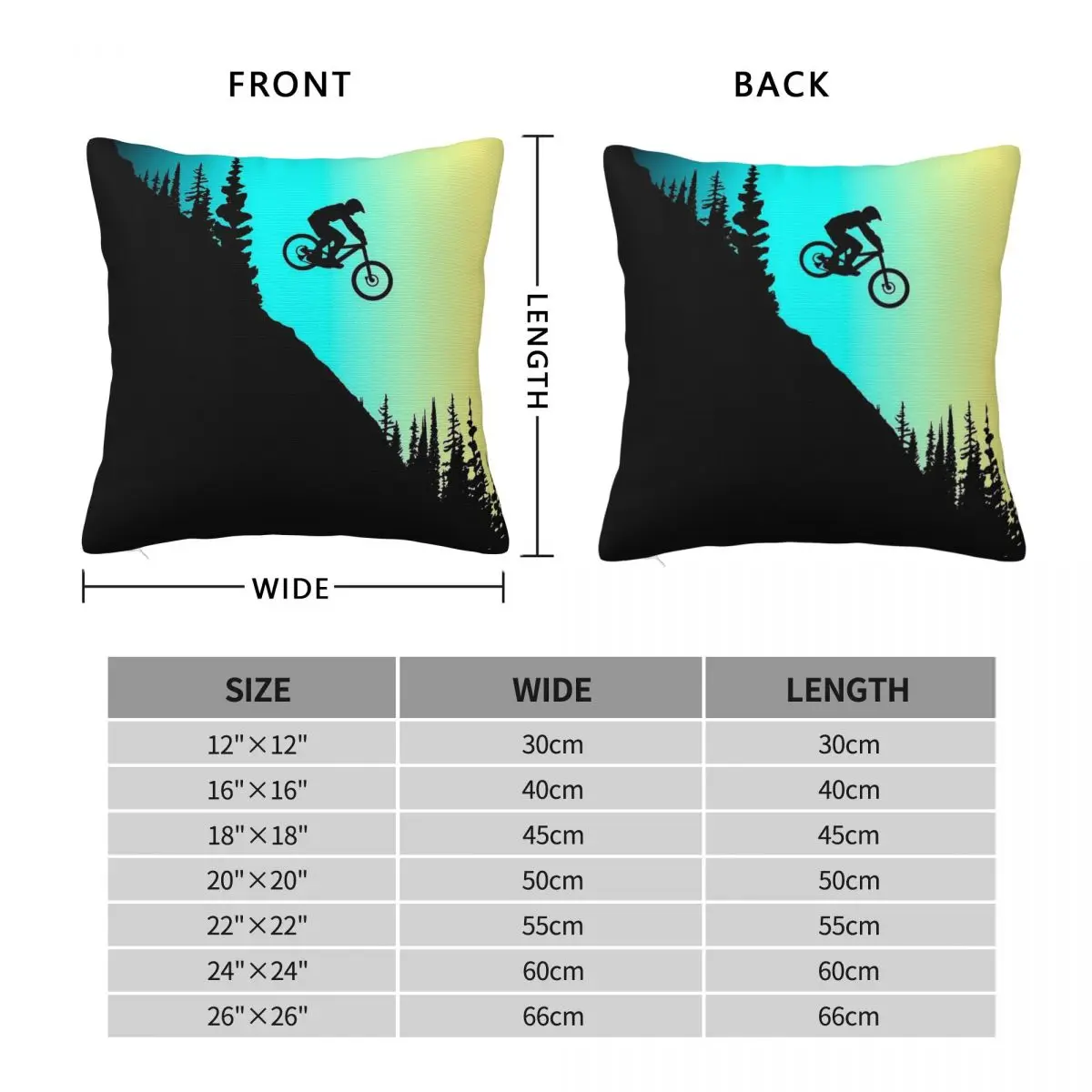 Downhill Mountain Biking Pillowcase Polyester Linen Velvet Printed Zip Decorative Sofa Cushion Cover