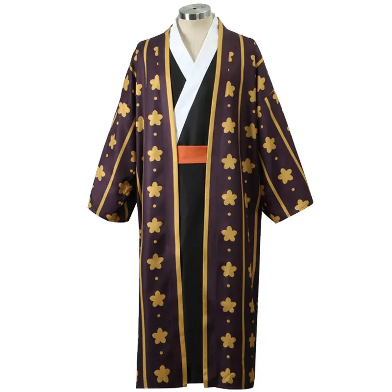 Disfraz de Anime Trafalgar D Water Law, disfraz de Wano Country, bata tipo kimono, pendientes, conjunto completo, disfraces de fiesta de Halloween para hombres