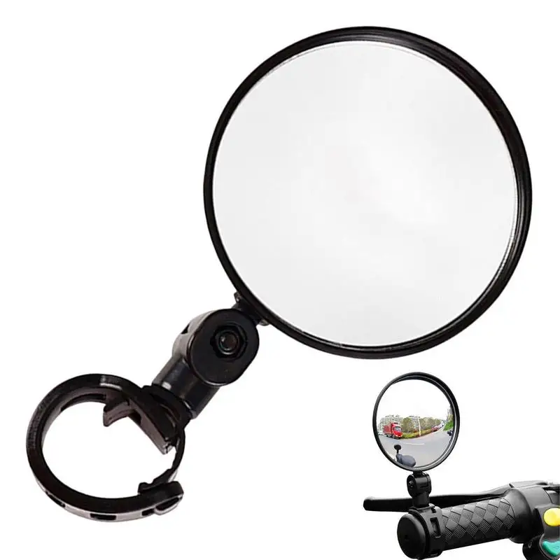 Motorcycle Handlebar rear view mirror Shockproof Black HD convex 360 adjustable Mirror Compatible Tool for Motorcycle & Scooter