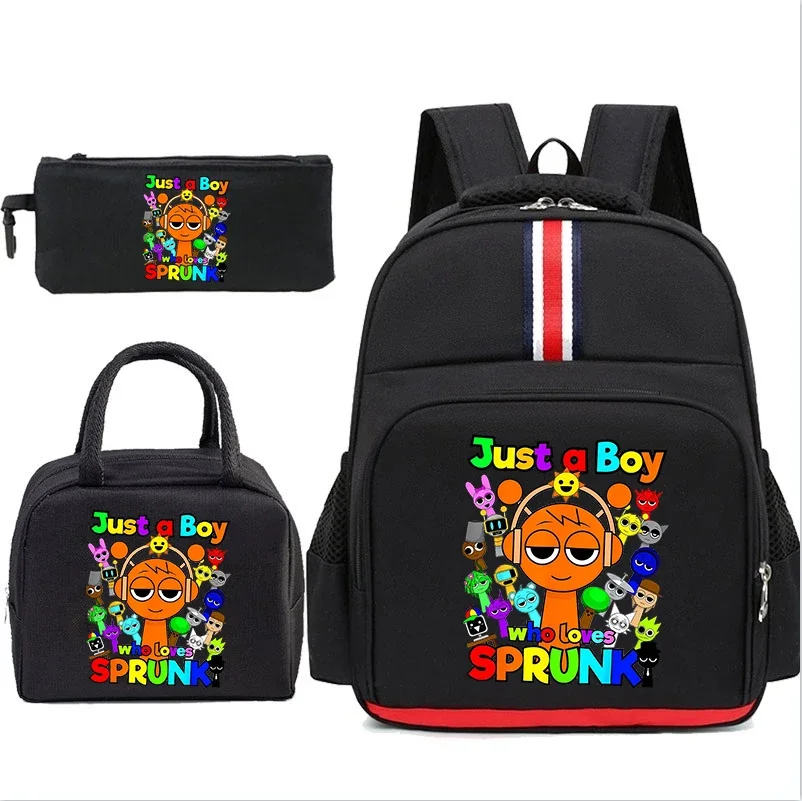 

3Pcs New Sprunki Print Backpack Lunch Bag Pencil Case Large Capacity School Bags Boys Girls Outdoor Knapsack Travel Bags Mochila
