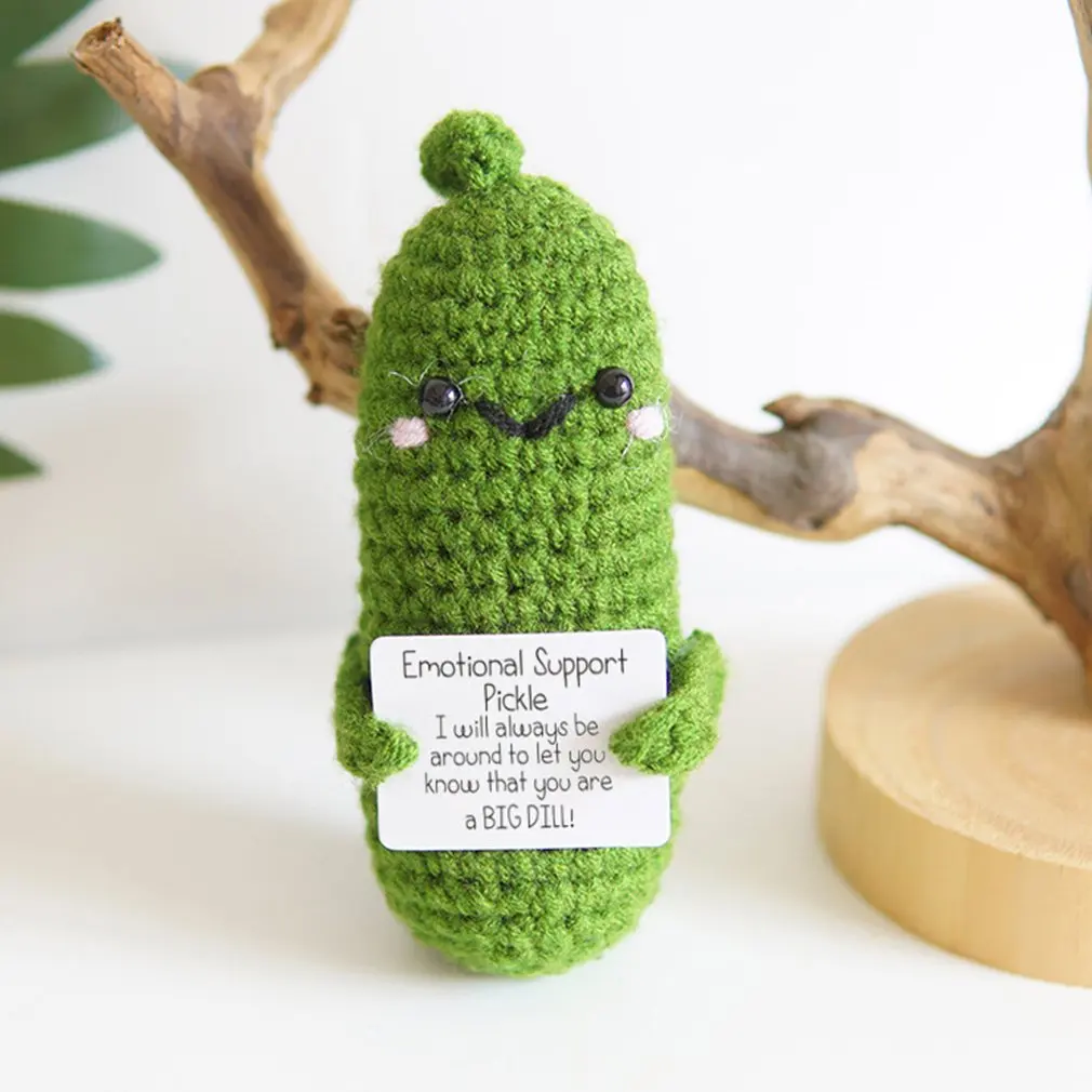 Vegetales positivos para decoración de habitación del hogar, Mini adorno de felpa hecho a mano, muñeca de hilo de lana de tejer, regalos de cumpleaños, decoraciones para habitación