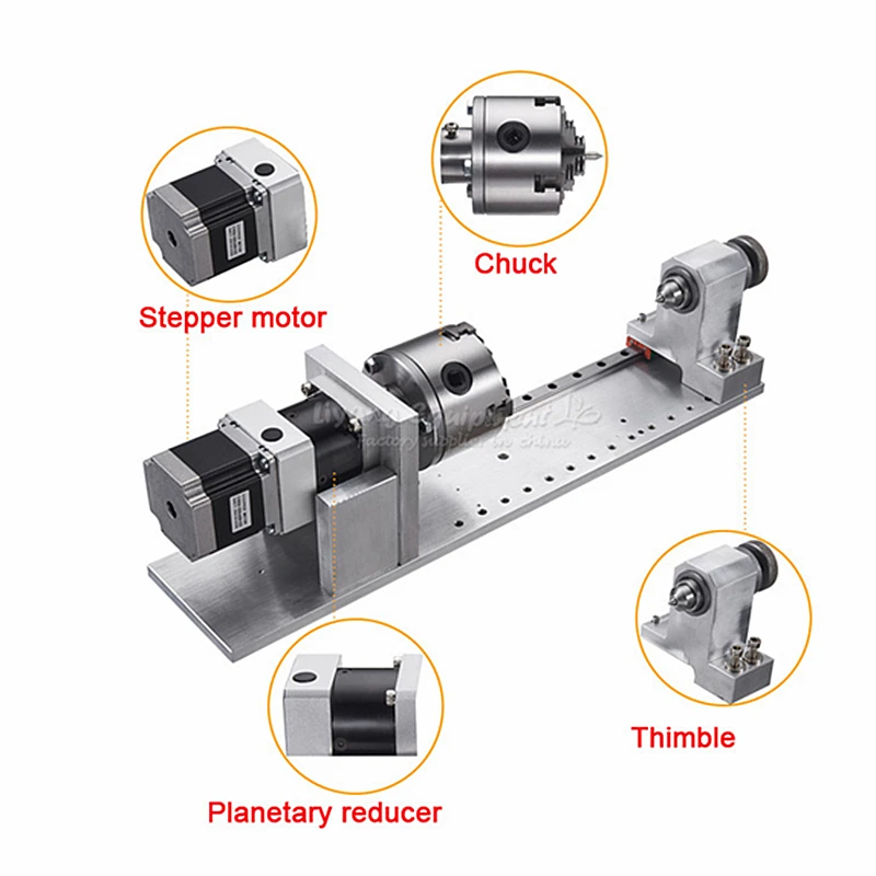 

Engraving Machine Slide Rail 4th Axis Rotation Axis A Axis CNC Dividing Head CNC 3D Engraving Tools