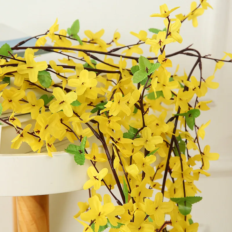 Simulated Winter Jasmine Vines Loft Decoration Hotel Ceiling Outdoor Fence Decoration Fake Flower Vines Wholesale