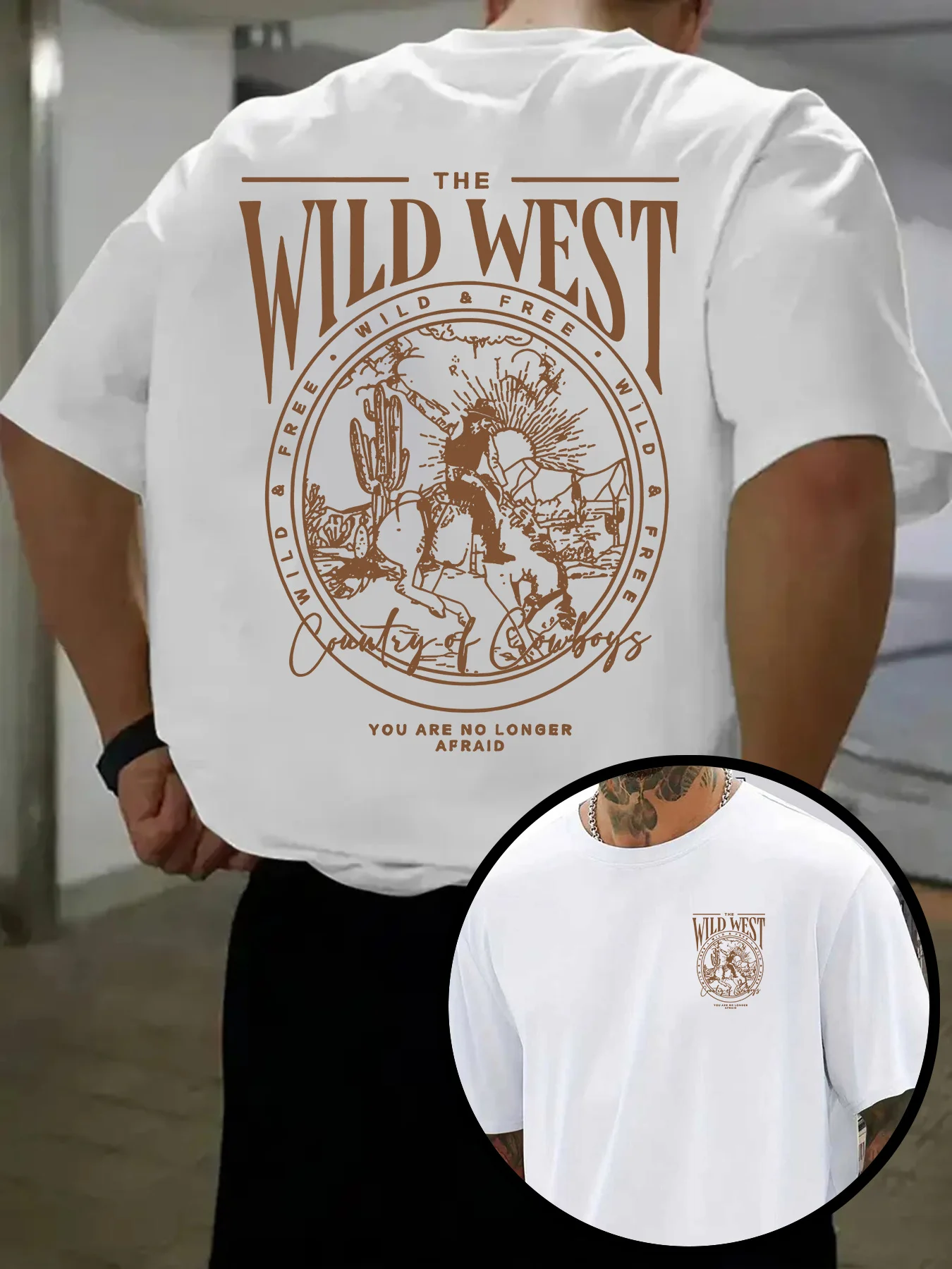 New Street-Style Casual T-Shirt Featuring Y2K Elements for Couples Unisex Short-Sleeve Western Cowboy Style T-Shirt