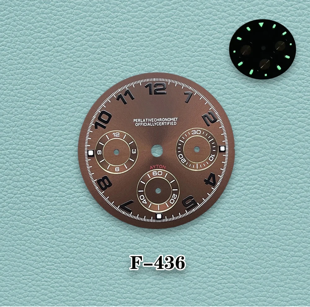 29.5mm  VK63 High Quality Dial S Logo DTN Panda Dial For VK63 Movement C3 Green Luminous Watch Modification Accessories