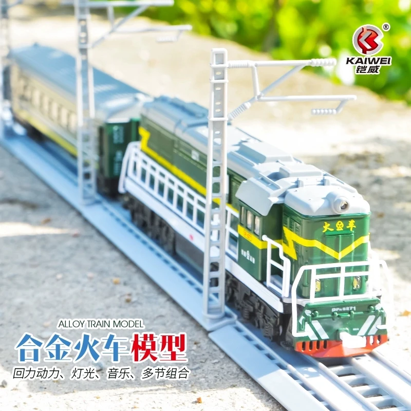 Kaiwei aleación Dongfeng cabeza de tren resorte sonido y luz modelo de coche de juguete apertura caja de motor de gas conjunto