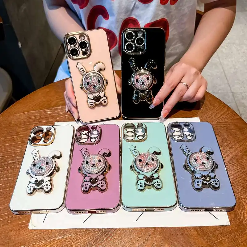 Cute Candy Rabbit Stand Phone Case For Tecno Pop 5 Lite POVA NEO 2 4 Pro Camon 15 16 18 19 20 Pro 4G 5G 18T 18P 19 Neo oft Cover