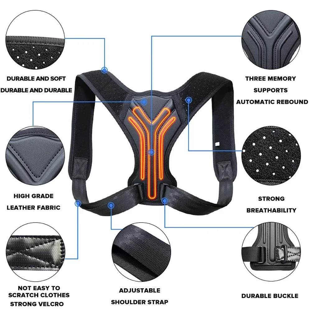 【Hot】Back Shoulder Posture Corrector Belt Adjustable Clavicle Spine Support Reshape Body Office Sport Upper Back Neck Brace