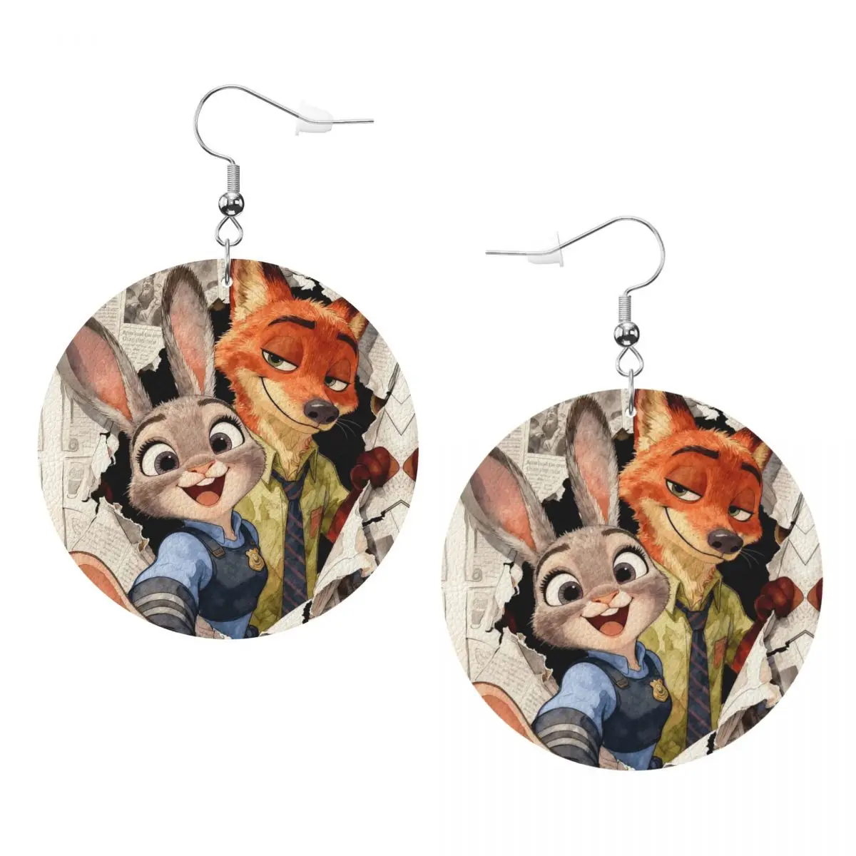 

Кожаные серьги с индивидуальным дизайном «Зоотопия» для женщин, милые мультяшные серьги-подвески, ювелирные аксессуары